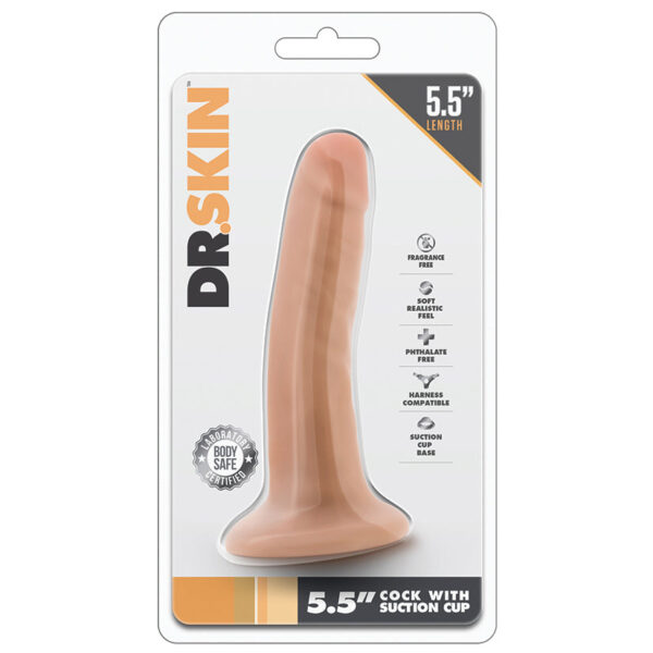 Dr. Skin Cock With Suction Cup-Vanilla 5.5