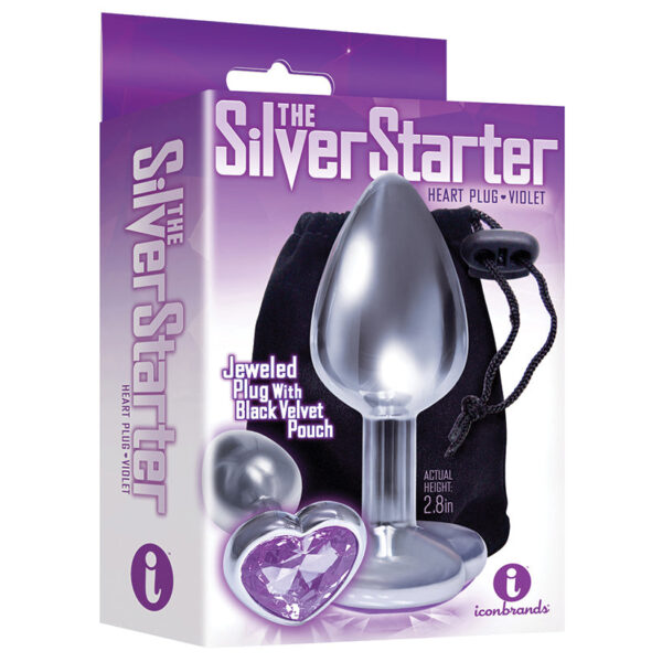 The 9's The Silver Starter Bejeweled Heart Plug-Violet