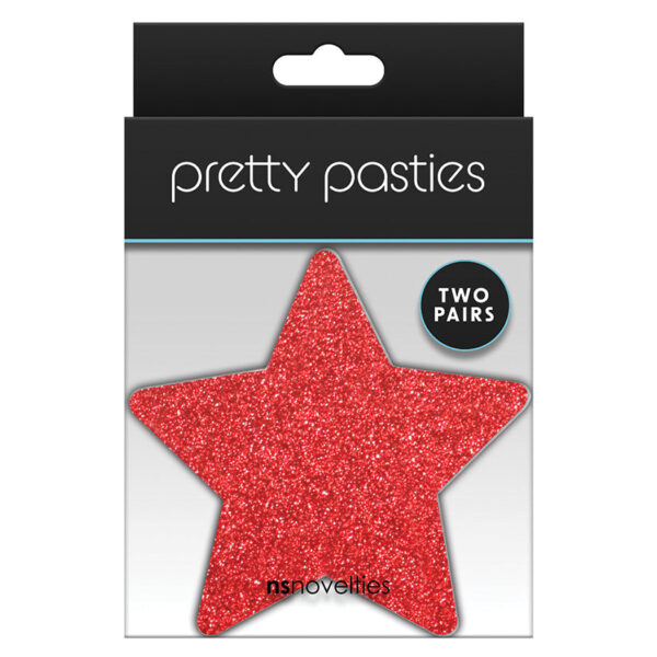 Pretty Pasties Glitter StarsRed/Silver 2pk