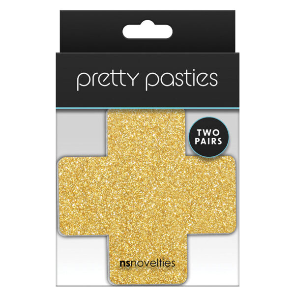 Pretty Pasties Glitter CrossBlk/Gold 2pk